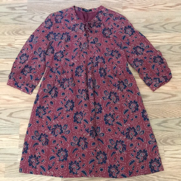Madewell Garnet Red Silk Assam Boho Dress. Size S. - Picture 6 of 6